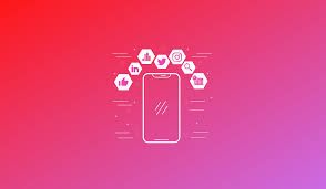 Phone with social media icons graphic